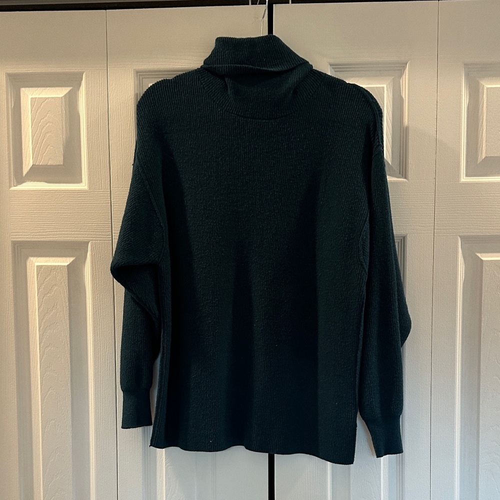 Free People Forest Green Ribbed Turtleneck Sweater